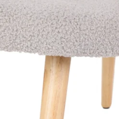 New PodNożek Moss Teddy Boucle W Tkaninie Teddy Jasno 61X41X38 Cm Podnóżki