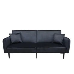Cheap Sofa Canto 3-Osobowa, Z Funkcja Spania, Welurowa Czarna 199X90X85 Cm Sofy