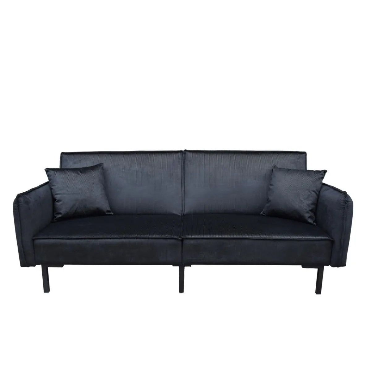 Cheap Sofa Canto 3-Osobowa, Z Funkcja Spania, Welurowa Czarna 199X90X85 Cm Sofy