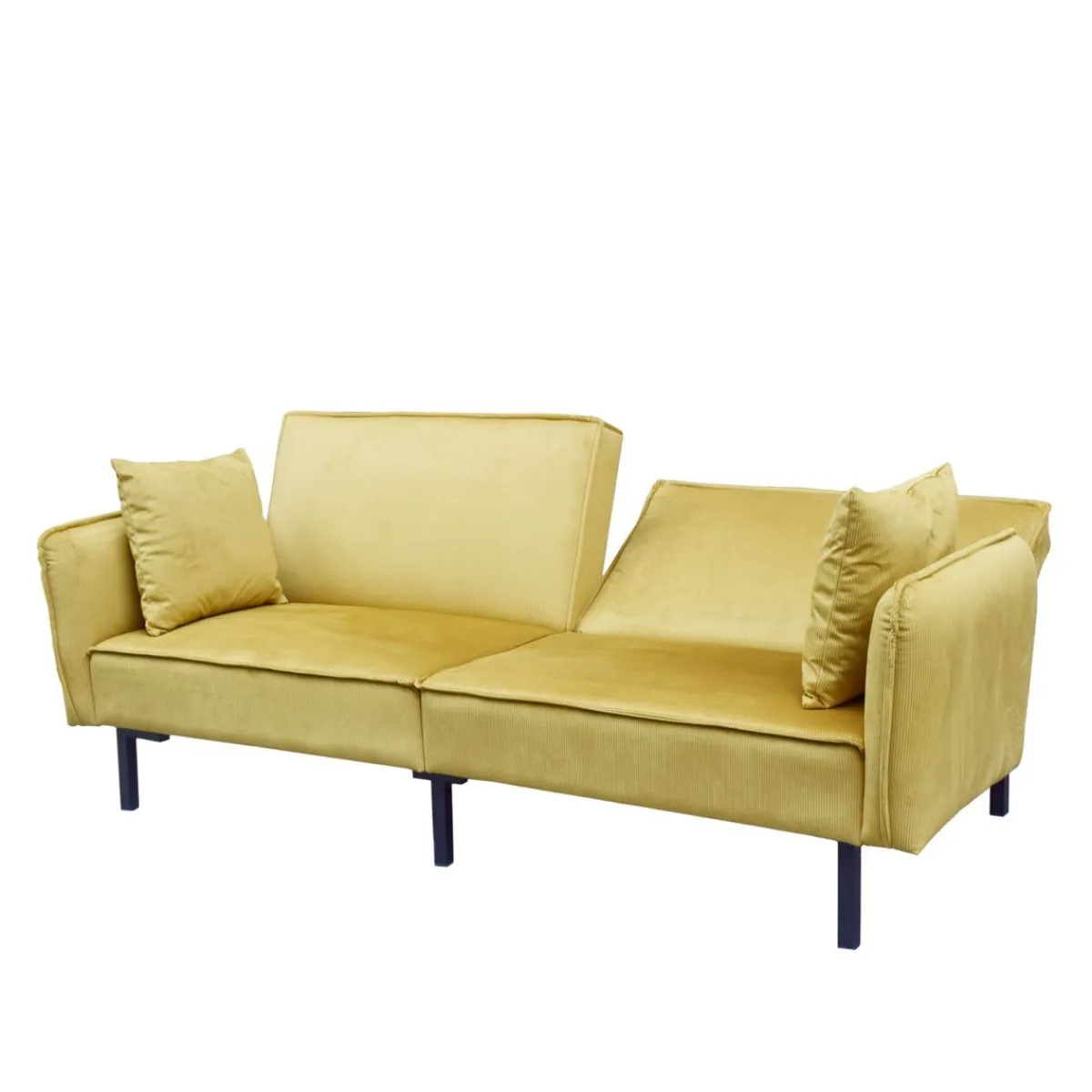 Store Sofa Canto 3-Osobowa, Z Funkcja Spania, Welurowa Musztardowa 199X90X85 Cm Sofy