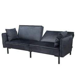 Cheap Sofa Canto 3-Osobowa, Z Funkcja Spania, Welurowa Czarna 199X90X85 Cm Sofy