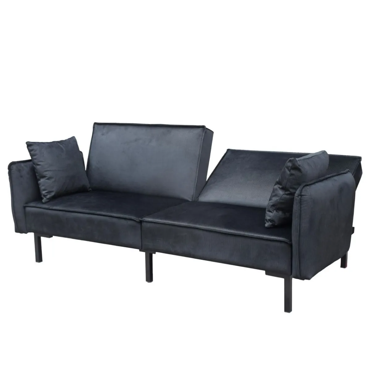 Cheap Sofa Canto 3-Osobowa, Z Funkcja Spania, Welurowa Czarna 199X90X85 Cm Sofy