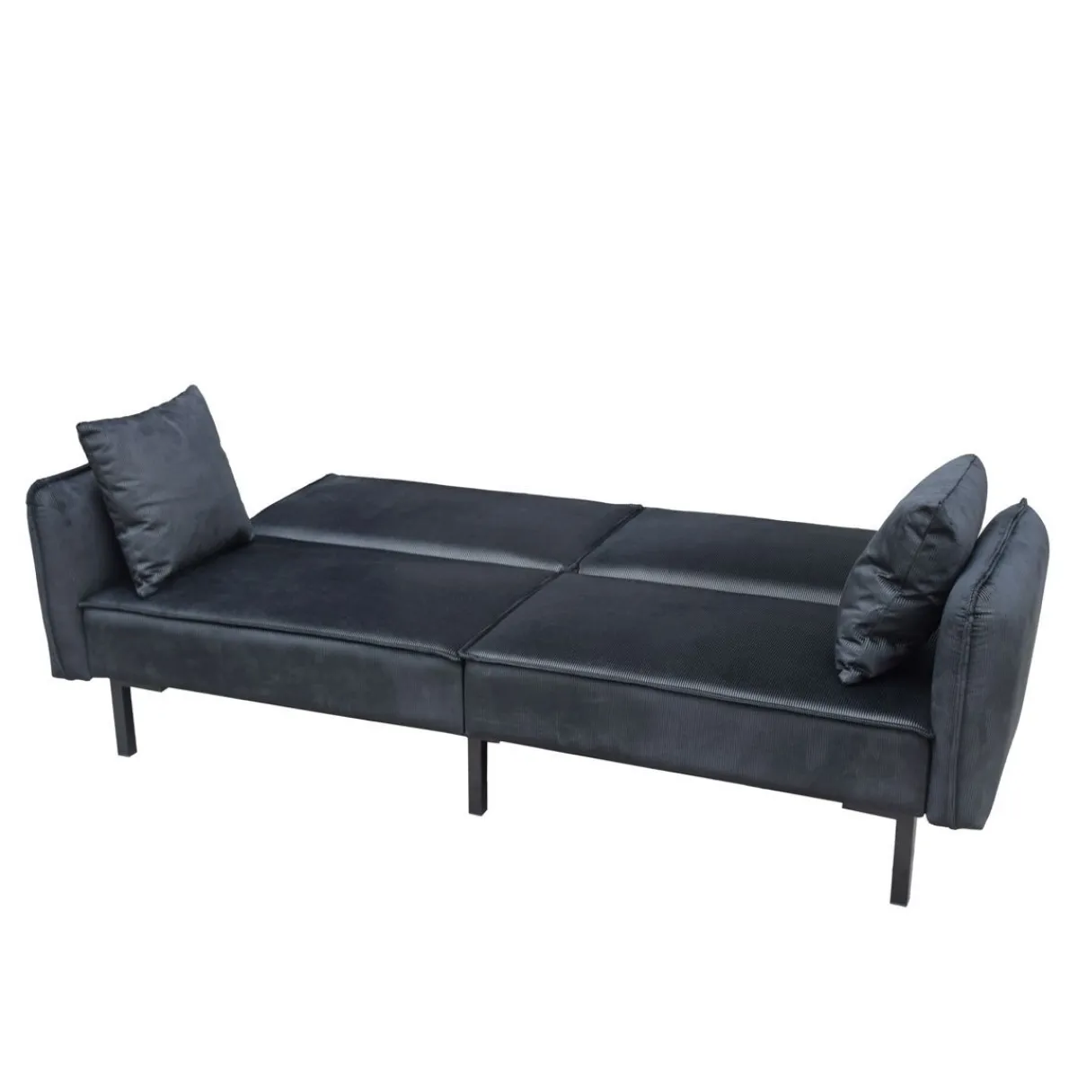 Cheap Sofa Canto 3-Osobowa, Z Funkcja Spania, Welurowa Czarna 199X90X85 Cm Sofy