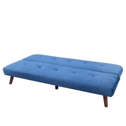Online Sofa Rinko Sofa 3-Osobowa, Z Funkcja Spania, Welurowa Granatowa 195X81X74 Cm Sofy