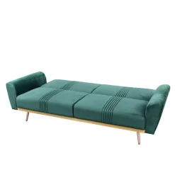 Flash Sale Sofa Samtige 3-Osobowa, Z Funkcja Spania, Welurowa Zielona 212X84X86.5 Cm Sofy