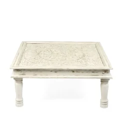 Shop Stolik Kawowy Banhi Lite Drewno Mango Zlobione 100X100X45 Cm Stoliki Kawowe