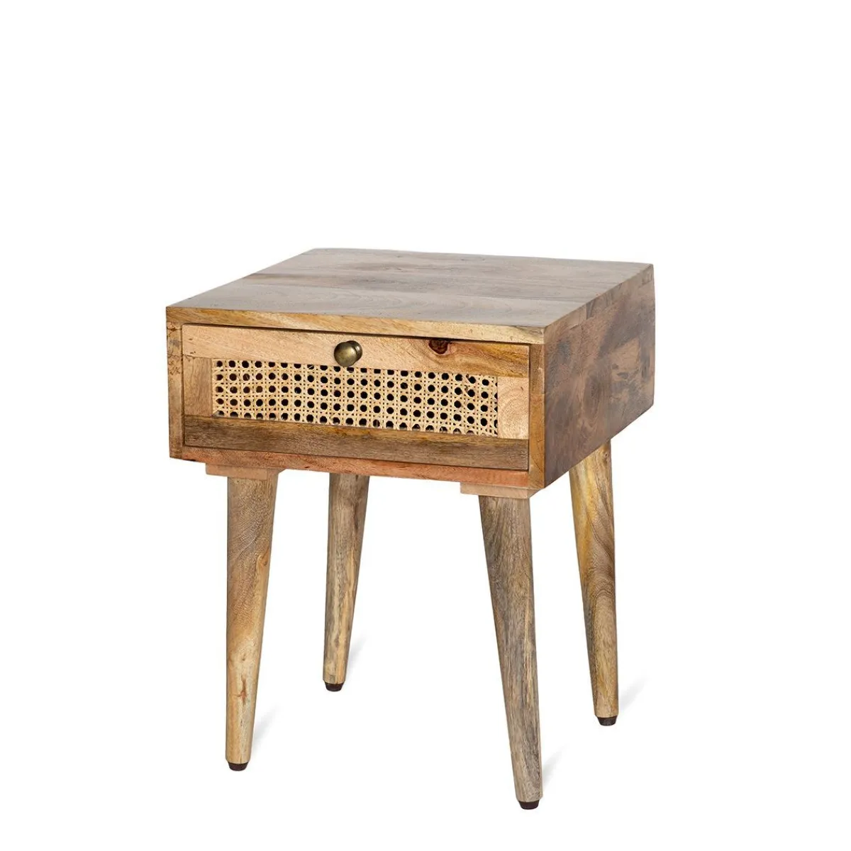 Clearance Szafka Nocna Natte Lite Drewno Mango Z Rattanem 40X40X50 Cm Szafki Nocne
