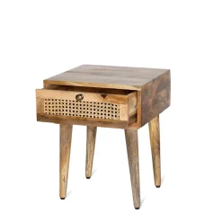 Clearance Szafka Nocna Natte Lite Drewno Mango Z Rattanem 40X40X50 Cm Szafki Nocne