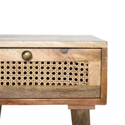 Clearance Szafka Nocna Natte Lite Drewno Mango Z Rattanem 40X40X50 Cm Szafki Nocne