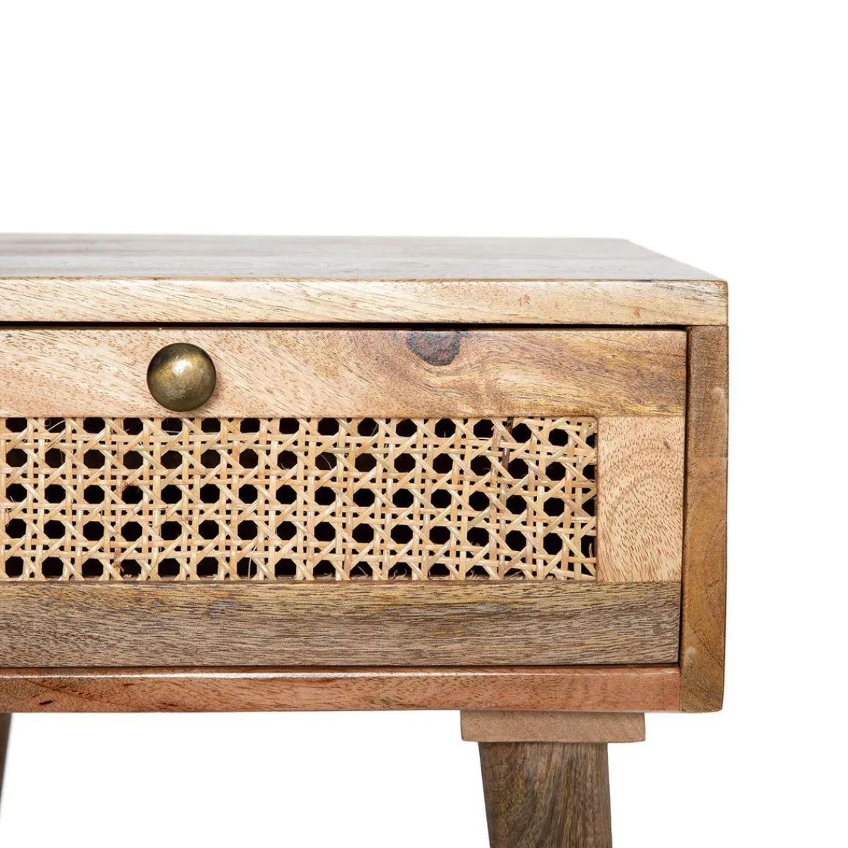 Clearance Szafka Nocna Natte Lite Drewno Mango Z Rattanem 40X40X50 Cm Szafki Nocne