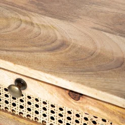 Clearance Szafka Nocna Natte Lite Drewno Mango Z Rattanem 40X40X50 Cm Szafki Nocne
