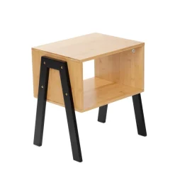 Store Szafka Nocna Slumber Bambusowy Z Czarnymi Nogami 42X29X42 Cm Szafki Nocne