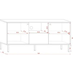 Outlet Szafka Rtv Tivoli! Czarny/Dab Wotan 140X42X65 Cm Szafki Rtv