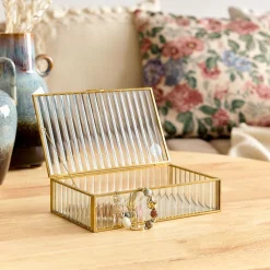 Cheap Szkatulka Na Bizuterie Grazia Ze Szkla Prazkowanego 20X12X5 Cm Szkatułki
