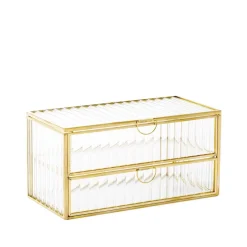 Flash Sale Szkatulka Na Bizuterie Grazia Z Szufladka Ze Szkla Prazkowanego 21X10X10,5 Cm Szkatułki