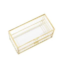 Flash Sale Szkatulka Na Bizuterie Grazia Z Szufladka Ze Szkla Prazkowanego 21X10X10,5 Cm Szkatułki