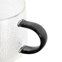 New Szklanka Amber Mlotkowane Szkło Z Czarnym Uchem 0,35 L Szklanki Do Kawy I Herbaty