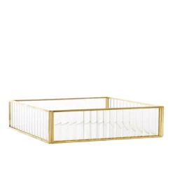 Hot Taca Dekoracyjna Grazia Ze Szkla Prazkowanego 18X18X4,5 Cm Misy I Tace Dekoracyjne