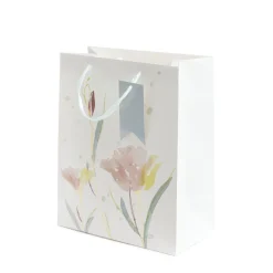 Store Torebka Prezentowa Cymka Bezowe Kwiaty 14X27X33 Cm Pozostale Ozdoby