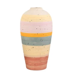 New Wazon Maasai Ceramiczny W Kolorowe Pasy 14X14X26 Cm Wazony I Donice