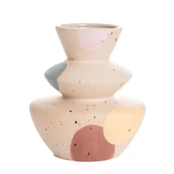 Clearance Wazon Maasai Ceramiczny W Kolorowe Plamy 14X9X15,5 Cm Wazony I Donice