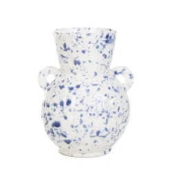 Outlet Wazon Serena Z Uszami W Niebieskie Plamki 15,5X14X20 Cm Wazony I Donice