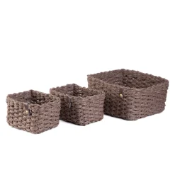 New Zestaw Koszy Dekoracyjnych Vimet 3 Szt. 25X19X12 Cm 18X13X10 Cm 18X13X10 Cm Koszyki Do Łazienki