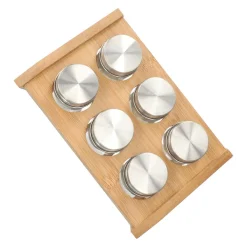 Cheap Zestaw Przyprawnikow Mooka Bambusowych Na Stojaku 6 Sloiczkow 14X21Cm Sale